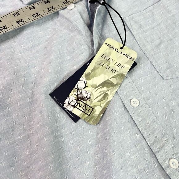 Nickel & Iron New York Shirt Mens Large Sky Short-Sleeve Button-Down Tee NWT - Picture 7 of 10